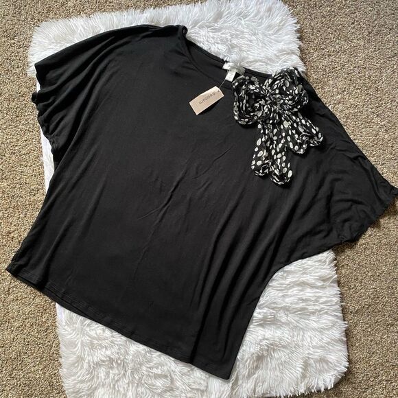 Dressbarn Black Top Size 2X NEW with Tags - Picture 1 of 7